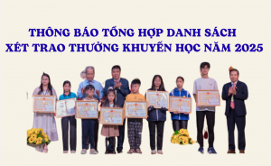 Thông báo tổng hợp danh sách xét trao thưởng khuyến học năm 2025